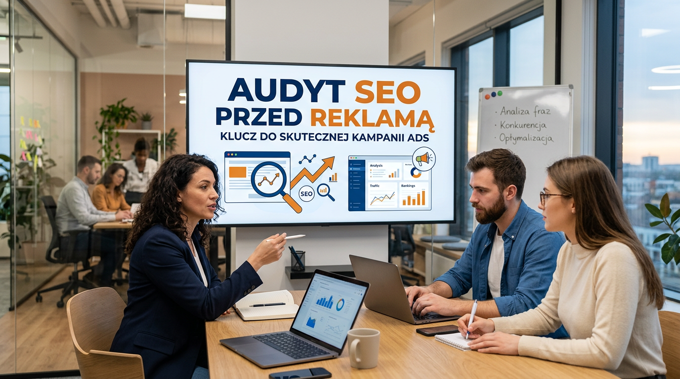 Nagłówek o audycie SEO przed reklamą